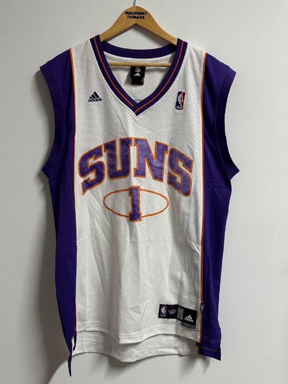 Vintage Amar'e Stoudemire Pheonix Sun's Swingman Jersey Adidas Large +2 White Fa